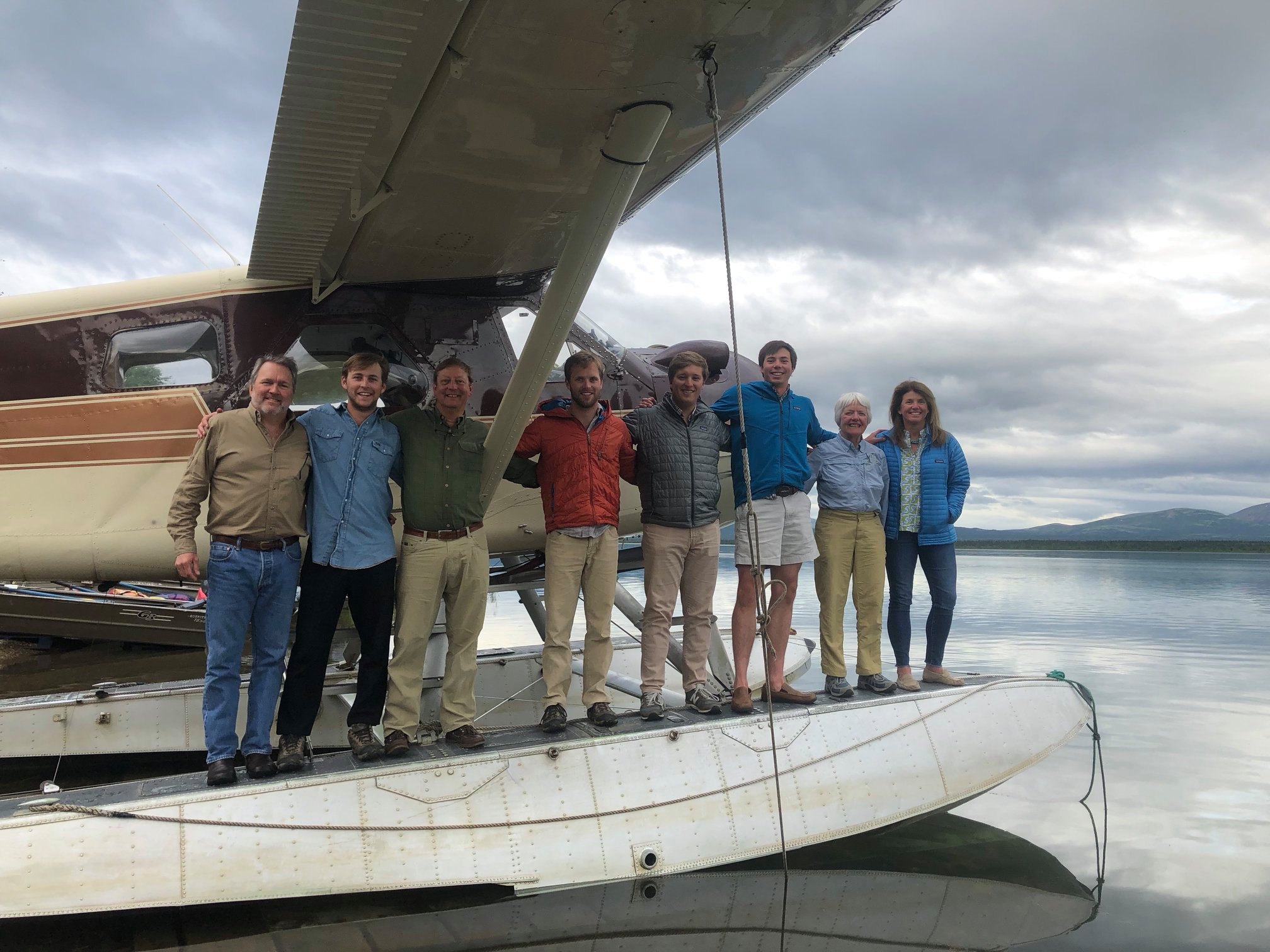 Float plane taxiing on Six Mile Lake