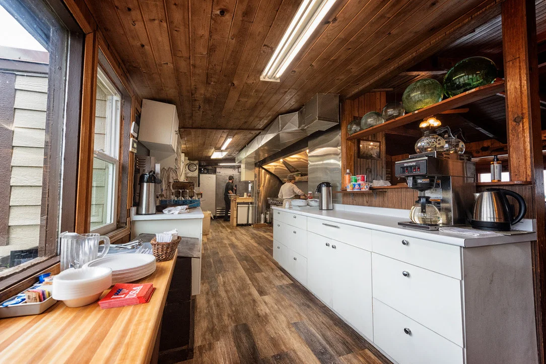 Professional lodge kitchen and culinary prep area at Newhalen Lodge